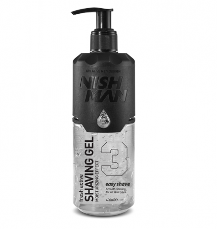Ceara par - NishMan Gel de ras transparent Easy Shave 3 Fresh Active 400ml