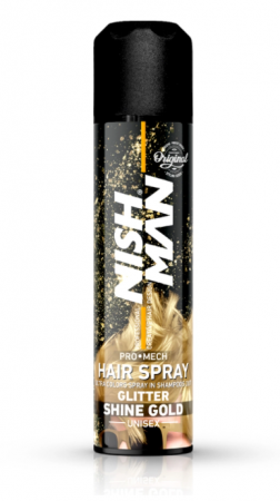 SALOANE - NishMan Glitter Shine Gold - Spray de par cu slicipici auriu 150ml