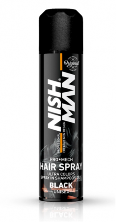 SALOANE - NishMan Ultra Colors Black - Spray de par colorat negru 150ml
