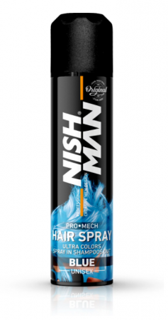 Vopsea par - NishMan Ultra Colors Blue - Spray de par colorat albastru 150ml