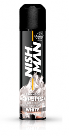 SALOANE - NishMan Ultra Colors White - Spray de par colorat alb 150ml