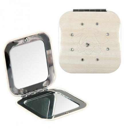 Import - Oglinda compacta patrata, cu 11 cristale de zirconiu si inchidere magnetica, Top Choice 85673