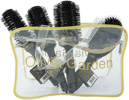 SALOANE - Olivia Garden Ceramic+Ion Black - Kit 4 perii profesionale de par