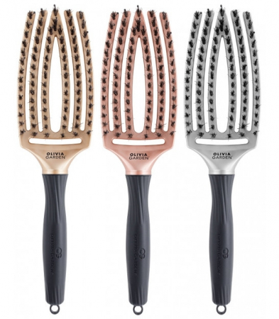Olivia Garden Finger Combo Trinity White Gold Perie de par profesionala curbata cu par de mistret si nailon [1]