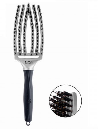 Olivia Garden Finger Combo Trinity White Gold Perie de par profesionala curbata cu par de mistret si nailon [0]