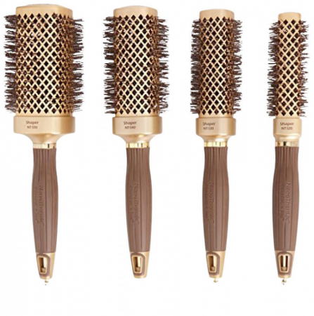 SALOANE - Olivia Garden Kit cu 4 perii profesionale patrate pentru par Expert Blowout Straight Wavy Bristles Gold&Brown