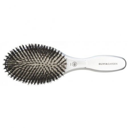 Olivia Garden Perie ceramic+ion cu peri de mistret Expert Care Oval Silver [1]