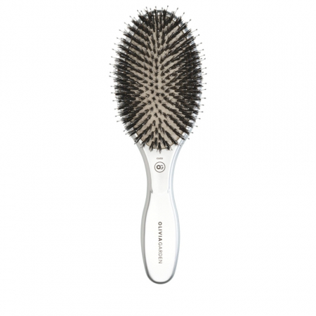 SALOANE - Olivia Garden Perie ceramic+ion cu peri de mistret+nailon Expert Care Oval Silver