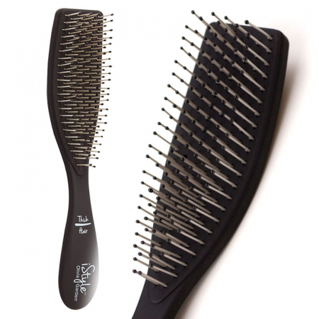 Olivia Garden Perie pentru par cu structura groasa Essential Style Wet Thick Hair Black Matt [1]