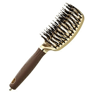 Olivia Garden Perie profesionala ceramic+ion cu peri de mistret si nailon Expert Care Flex Boar&Nylon Gold&Brown [2]