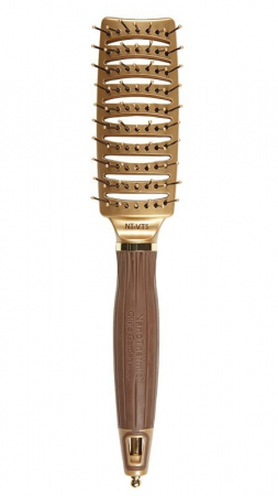 SALOANE - Olivia Garden Perie profesionala cu peri de nailon Expert Style Vent Flex Nylon Gold&Brown