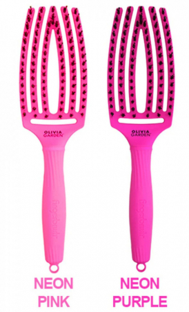Olivia Garden Perie profesionala de par cu peri de mistret si nailon Finger Combo Neon Purple Think Pink 2023 [2]