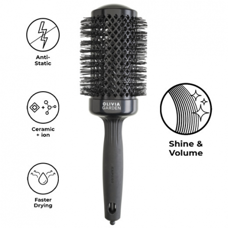 Ustensile frizerie si coafor - Olivia Garden Perie profesionala de par Expert Blowout Shine Black 55mm