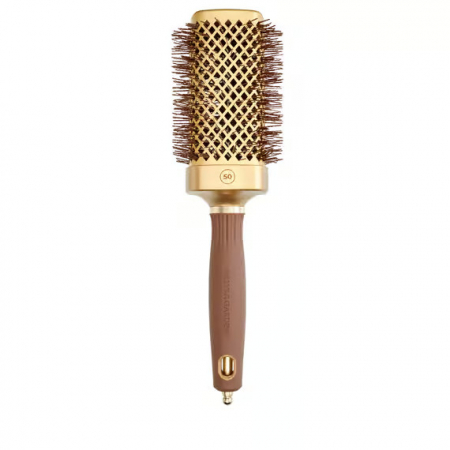 Ustensile frizerie si coafor - Olivia Garden Perie profesionala patrata pentru par 50mm Expert Blowout Straight Wavy Bristles Gold&Brown