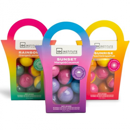 Import - Pachet 12 seturi cu 8 bile efervescente de baie Sunrise/Sunset/Rainbow, IDC Institute 99025, 8 x 15g