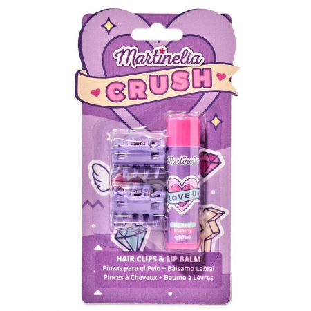 Pachet 2 Set balsam de buze cu aroma de bezele afine si agrafe asortate Crush Martinelia 11101, 4 g [2]