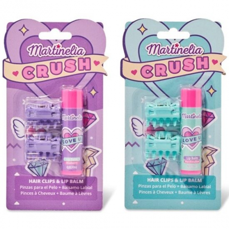Import - Pachet 2 Set balsam de buze cu aroma de bezele afine si agrafe asortate Crush Martinelia 11101, 4 g