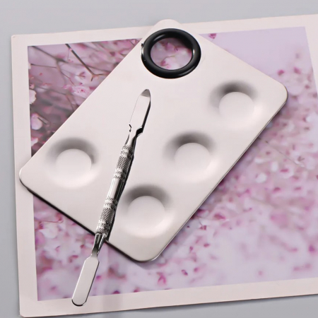 Paleta mixare fond de ten sau vopsele acrilice cu spatula si 4 compartimente, Lila Rossa [2]