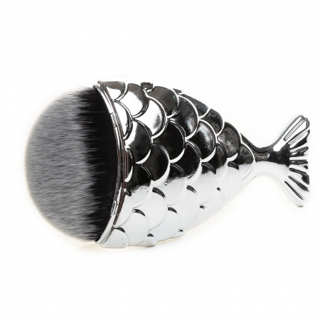 MACHIAJ - Pensula make-up pentru fond de ten coada de sirena argintie