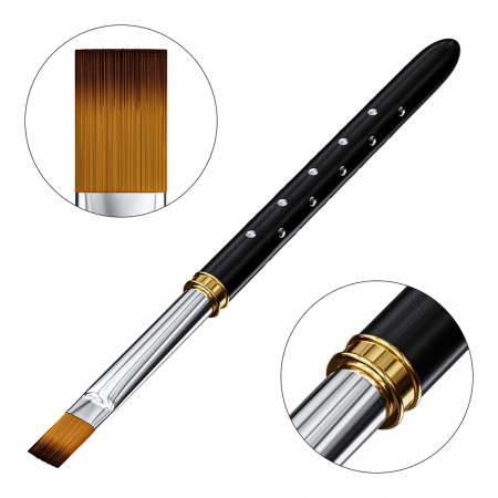 UNGHII - Pensula pentru gel uv, Lila Rossa, maner cu cristale, nb102-10