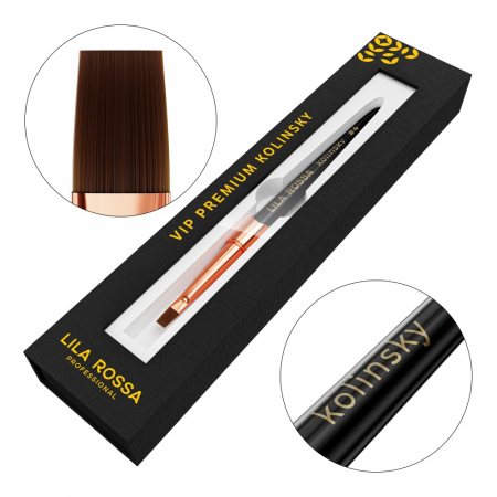 UNGHII - Pensula unghii Flat Gel brush Lila Rossa VIP Premium Kolinsky #4