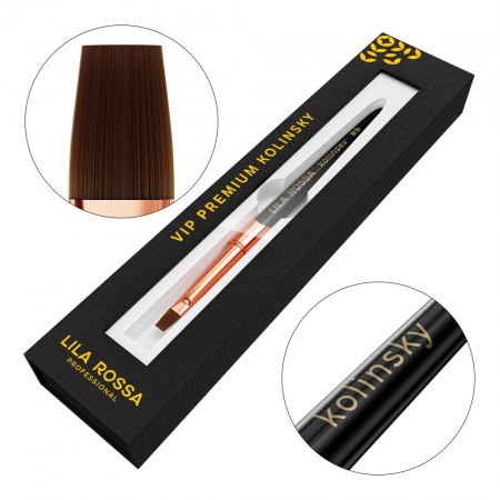 UNGHII - Pensula unghii Flat Gel brush Lila Rossa VIP Premium Kolinsky #6