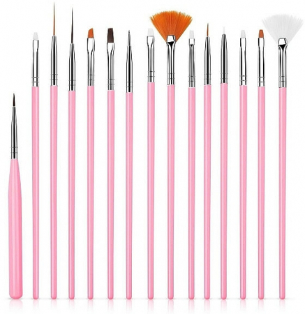 Ustensile unghii tehnice - Pensule pentru manichiura, set 15 buc.