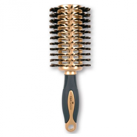 SALOANE - Perie de par pentru coafat, cu par natural, Gold, Top Choice, Ø46/75