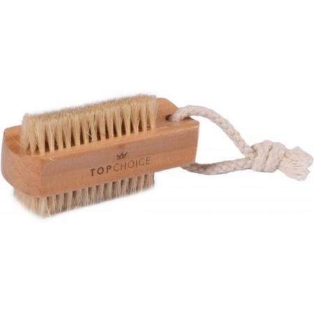 UNGHII - Perie dubla pentru maini si unghii, din lemn, cu peri naturali, Top Choice 74875