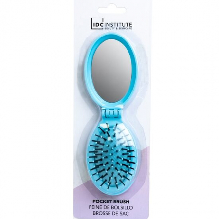 Import - Perie pliabila cu oglinda pastel IDC Institute 18301RB, bleu