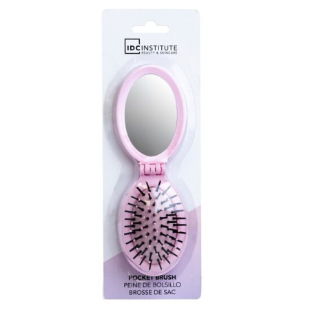 Import - Perie pliabila cu oglinda pastel IDC Institute 18301RB, roz