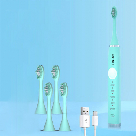 Periuta de dinti electrica cu 4 capete, Lila Care cu incarcare USB, verde [1]