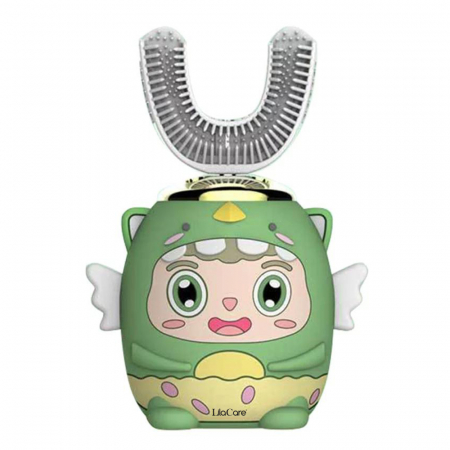 COPII - Periuta de dinti electrica pentru copii Lila Care, tip U, cu incarcare USB, cu 5 viteze, verde