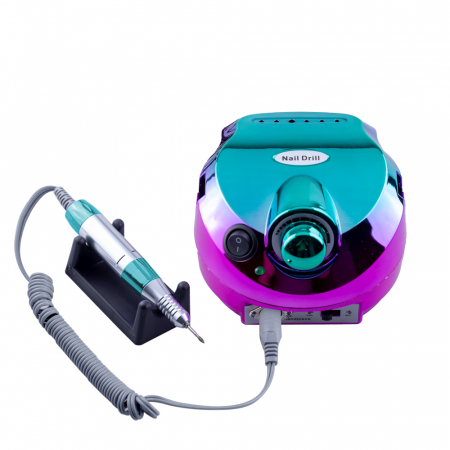 Pila electrica, freza de unghii, Miley, 65W, 35.000 rpm, chameleon verde/roz [0]