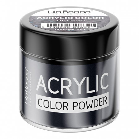 UNGHII - Pudra acrilica color, Lila Rossa, Glitter Black, 7 g