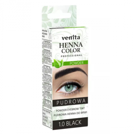 MACHIAJ - Vopsea pudra pentru sprancene Henna Venita, 01, negru, 4 g