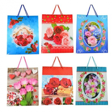 ACASA - Pungi de cadou, model floral, M, set de 12 buc