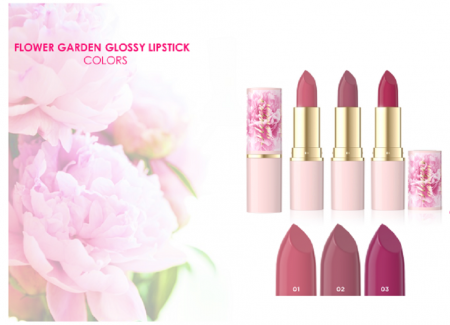 Ruj hidratant Flower Garden cu vitamina E si acid hialuronic, EVELINE, 4g, nuanta 01 [1]