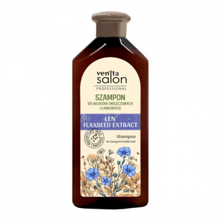 Import - Sampon pentru par deteriorat si casant cu extract de seminte de in, Venita Herbal, 500ml