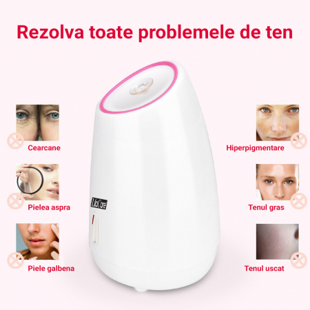 COSMETICA - Sauna faciala cu ionizare Lila Care, deschidere pori, pulverizator aburi, curatarea fetei, alb
