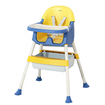 ACASA - Scaun de masa Karemi, pentru bebe, multifunctional, cu tavita si compartiment depozitare, galben