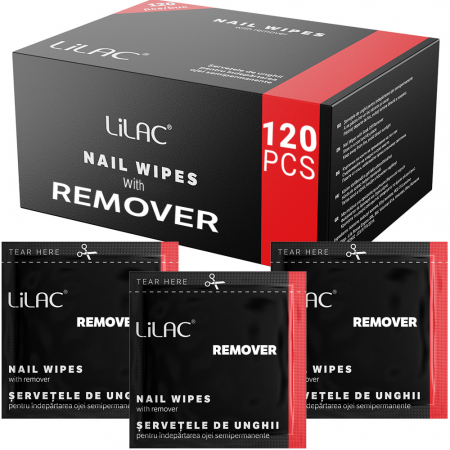 UNGHII - Lilac, servetele unghii cu soak off remover, 120 bucati