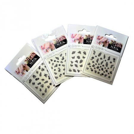 Import - Set 12 folii stickere unghii, model negru, Chique