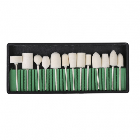 Pile electrice - Set de 12 capete pentru freza, din pasla, albe