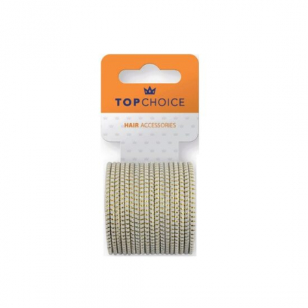 PAR - Set 18 bucati Elastic de par Top Choice, crem cu insertii aurii, TC22463