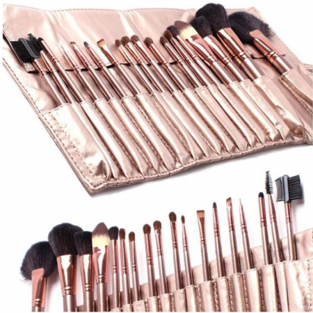 Set 18 pensule makeup, Megaga, Lila Rossa, cu husa aurie [2]