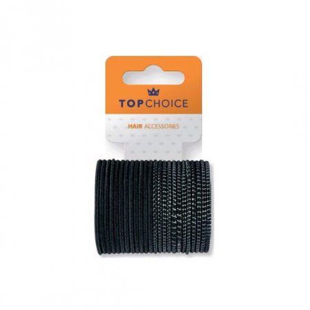 PAR - Set 24 bucati Elastic de par Top Choice, TC22364, alb-negru