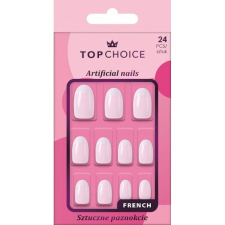 Fara Categorie - Set 24 unghii artificiale French, ovale, roz, Top Choice, 78422
