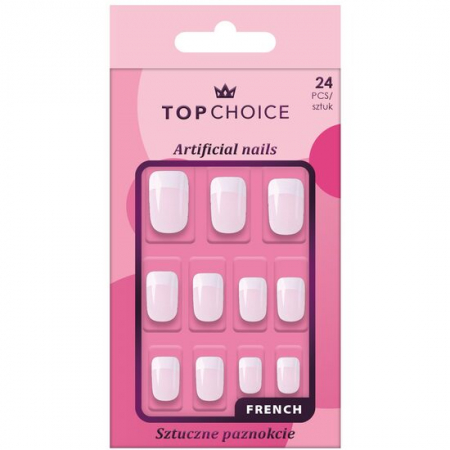 Import - Set 24 unghii artificiale Top Choice, 78415, french patrate