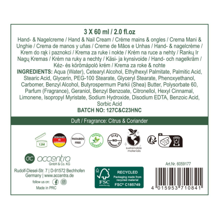 Set 3 creme ingrijire maini Herbal Spa Citrus & Coriander, 3×60 ml, Accentra, 6059177 [1]